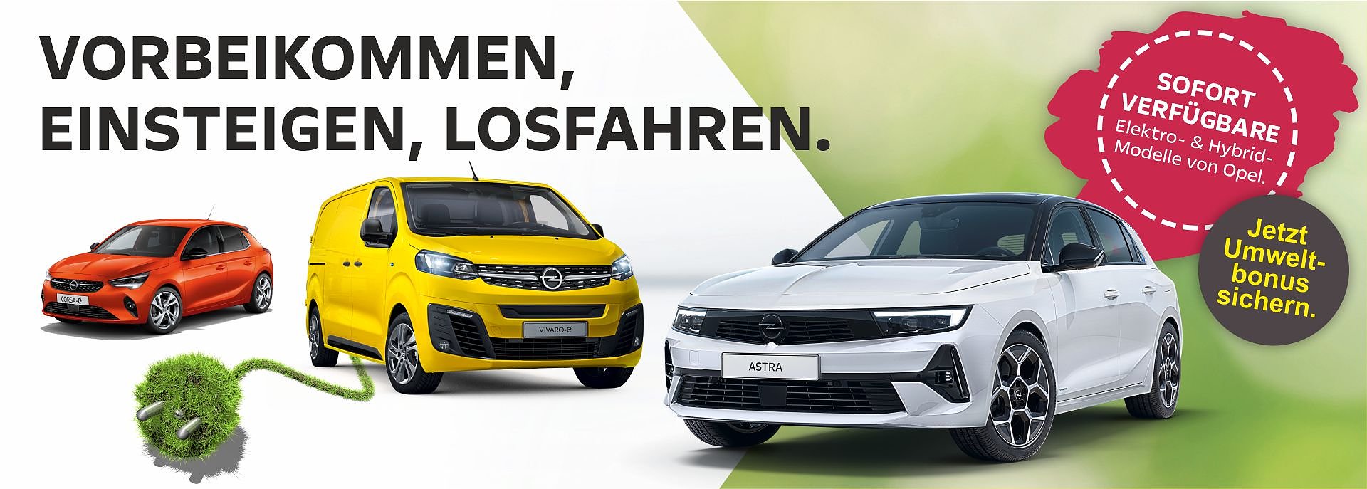 Sofort verfügbare Elektro- & Hybrid-Modelle von Opel.
