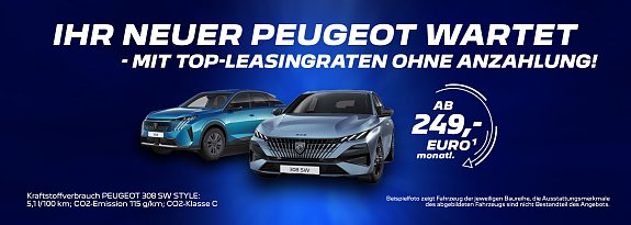 Ihr neuer Peugeot wartet � mit Top-Leasingraten ohne Anzahlung. (Autohaus Peter Gruppe)