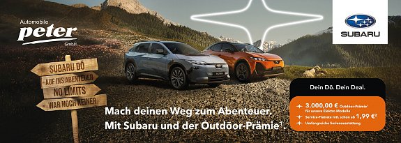 Outdoor-Pr&auml;mie&sup1; – 3.000 € f&uuml;r die Subaru Elektro Modelle