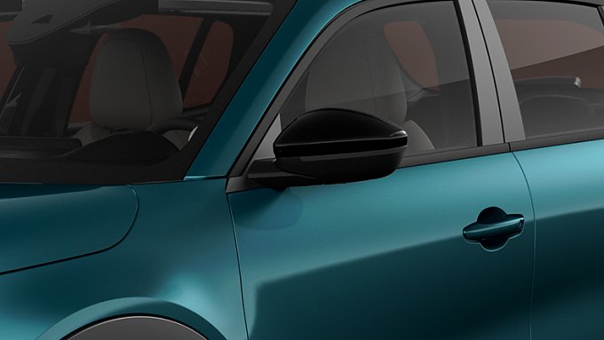 Detailaufnahmen eines blauen Fiat 600: Fahrerseite