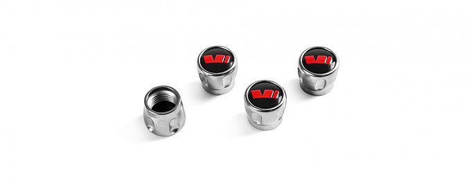 Zierventilkappen-Set mit rotem Motorsport-Emblem